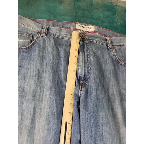 Albert Jeans Size 38x28 Mens Blue Stretch Pants Denim Stone Light Wash Straight - Picture 8 of 14